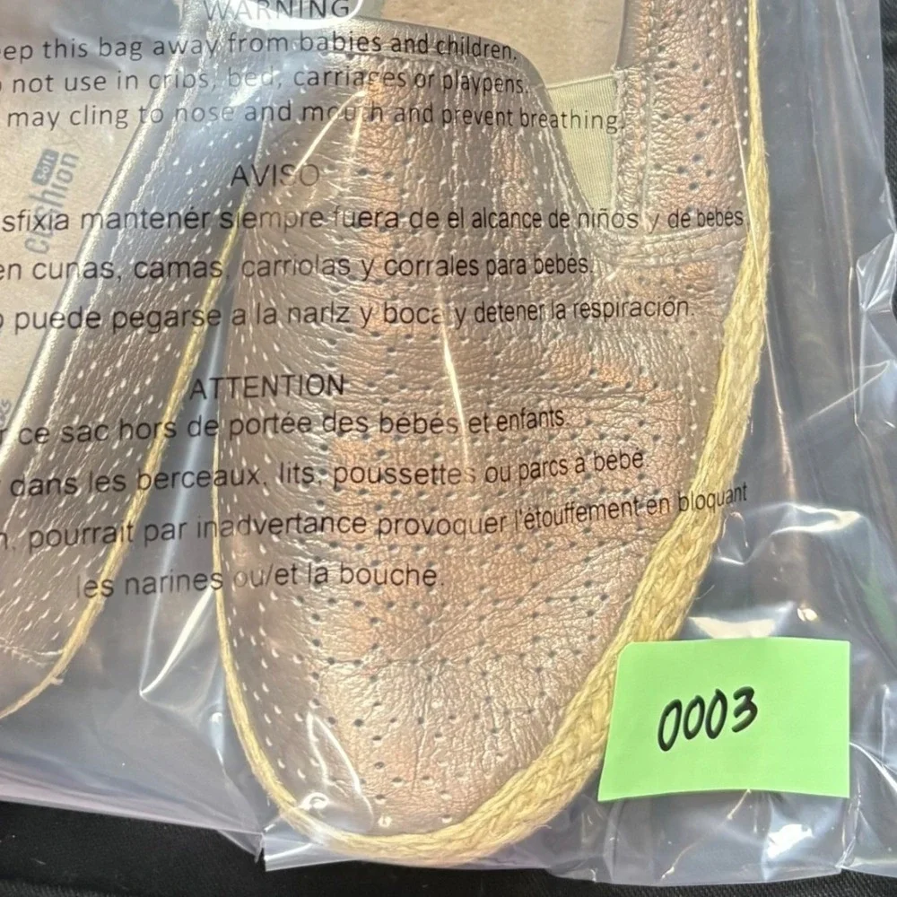 Clarks Collection Bronze Metallic Perforated Espadrille Loafers Womens 8.5‎